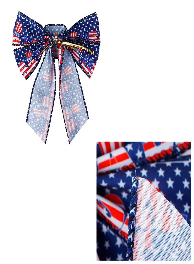 Lamantery 3Pack 8In Patriotic Wreath Bow 4th of July Bows America Flag Patriotic Tree Top 4th of July Party Tree Topper for Memorial Day Independence Day Decorations - Image 3
